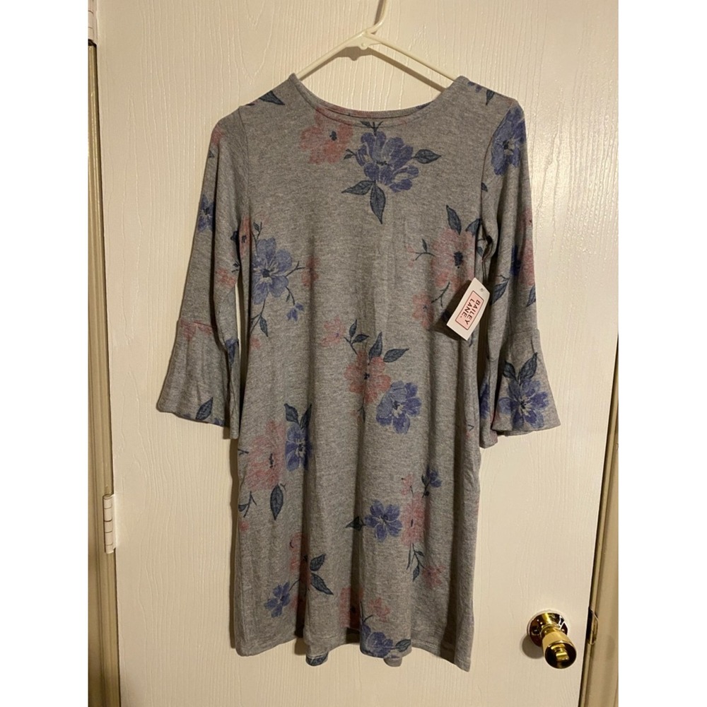 Bailey Lane Floral Bell Sleeve Knit Dress Grey Blue Pink Shift KCX70287-HC
0118